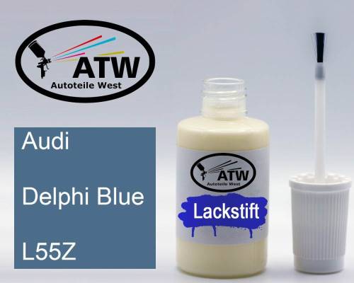 Audi, Delphi Blue, L55Z: 20ml Lackstift, von ATW Autoteile West.